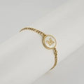 Bracelet en acier inoxydable plaqué or 18 carats avec pendentif lettre M en nacre - Lettre M - Nacre Blanche