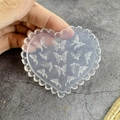 Heart-shaped silicone nail mold with butterfly patterns for DIY nail art decoration - #020 Butterfly Wing Pattern Heart Mold