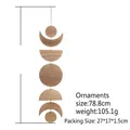 Boho style wooden moon phase wall hanging decor in natural finish, 78.8cm total length - Wood Color