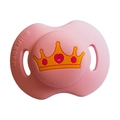 Pink silicone baby pacifier featuring a cute crown pattern and comfortable shield - Crown Pacifier / Pink