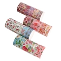 Macro shot of assorted floral washi tapes with gold foil and vintage flower patterns - Flowers on the Path 2
