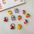 Set of 10 elastic colorful hair ties with cute resin fruit charms for little girls - Summer Fruit (26#) / 10 Pieces Pack