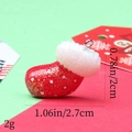 Detail view of red glitter resin Christmas stocking pendant with size measurements - 44# Red Glitter Sock