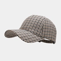 Houndstooth pattern baseball cap in brown and beige colors for autumn casual wear - M (56-58cm) / Color 2 (Black and White Houndstooth)