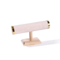Espositore a T a un livello in legno con velluto beige per orologi e braccialetti - Velluto Beige