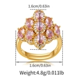 Macro detail of gold cluster ring with pink oval stones and adjustable open band design - KR0085-2/Pink Oval Cluster Ring