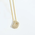 Golden letter D pendant necklace with zircon paving on a twist chain for women - Letter D