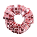 Coletero rosa con lentejuelas cuadradas brillantes y cinta elástica para el pelo - Artículo individual / Lentejuelas Rosa Fucsia