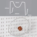 White metal pot lid rack accessory for pegboard storage system with dimensions shown - Pot Lid Holder - White