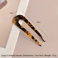 Minimalist U-shaped acetate hair pin with large tortoiseshell pattern 13cm length - 102# Large Tortoise Shell U-shaped Acetate Hair Fork