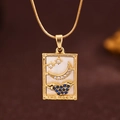 Golden square Tarot The Moon pendant necklace with white shell and blue crystals - Gold (X6049GD)