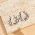 Chic silver U-shaped hoop earrings featuring a gradient design of smooth metallic beads - U-Shaped Beads / Platinum Color