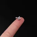 20G silver stainless steel stud earring with a single clear zircon and ball screw back - Star Cluster Style (319-2#S) / Silver