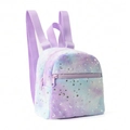 Mini plush backpack with purple gradient tie-dye finish and silver star moon patterns - Purple Star Moon Plush