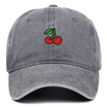 Casquette de baseball classique en coton gris avec broderie cerise de haute qualité - Gris