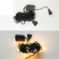 10M warmweiße LED-Lichterkette mit 100 Birnen, schwarzem Kabel und EU-Steckeranschluss - 10M-100 LEDs-Mit Endstecker / Warmweiß (Grüner Draht)