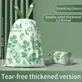 White wormwood scented drawstring trash bags with green leaf print 100 counts - Double Sided Thickening 2.0 Mil / Wormwood-100 Pcs-45x45cm