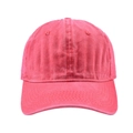 Detail of vintage washed cotton baseball cap showing texture and reinforced stitching - Red