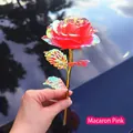 Luminous macaron pink artificial gold foil rose with iridescent laser petals for romantic gifts - Macaron Pink