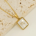 18K gold stainless steel necklace with rectangular white shell initial M pendant - Scorpio