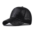 Cappellino da baseball nero con paillettes, rete traspirante e cinturino regolabile - Regolabile / Nero