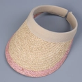 Détail de la visière en raphia montrant la texture bicolore et le bord rose doux - M(56-58cm) / Rose