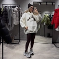 Oversized wit polar fleece sweatshirt voor dames met BEAT THAT borduursel - S / Wit