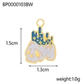 Detailed view of skull crown enamel charm for DIY jewelry with 1.5cm height measurements - Skull (BP0000103BW)