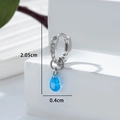 Silver drop earrings with blue teardrop gemstone and zircon inlays measuring 2.05cm long - Sea Blue (Single Piece)