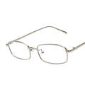 Gafas rectangulares finas de metal plateado con almohadillas transparentes y diseño fino - Montura Plateada Anti-Luz Azul