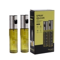 Dual 100ml stainless steel oil sprayers set with cleaning brush, funnel and retail box - Green Glass Bottle/304 Nozzle Set