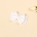 Dettaglio fascia per neonati in nylon bianco con morbida fascia elastica e grande fiocco 3D - Bianco puro