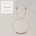 October birthstone pink tourmaline beaded bracelet with adjustable woven cord - October-Pink Tourmaline (Card Pack)