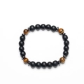 Matte black onyx and tiger eye stone beaded bracelet with hematite spacers for men and women - Tiger Eye Stone Bracelet