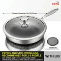 316L stainless steel honeycomb skillet with glass lid for induction and gas stoves - 304 Double Sided Texture with Lid