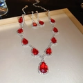 6-Rhinestone Waterdrop Stud Earrings Necklace Set