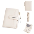 Short cream Baellerry wallet for women with multi-card slots and a zipper pocket - Apricot