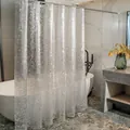 Silbergrauer PEVA Duschvorhang mit Kieselstruktur und Metallringen, wasserdicht - 180*180CM / 3D-Schottertextur mit Stahlöse und Magnet