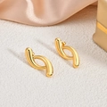 Abstract twisted 18K gold-plated stainless steel stud earrings in mirror finish - EH111-Abstract Twisted Curve