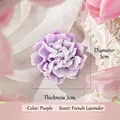 Purple carnation soy wax candle in French lavender scent, 5cm diameter flower shape - Purple (Vanilla)
