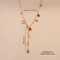 Collana a Y in acciaio inossidabile dorato con cristalli colorati e pendente da 7cm - Forma di Cuore