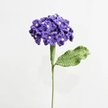 Handmade purple crochet hydrangea flower with green stem and pearl bead details - Hydrangea Purple