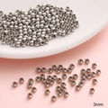 Lose 3mm Silber-Edelstahlperlen für DIY-Schmuckherstellung auf rosa Hintergrund - 3mm (Loch 1,5mm) 20 Stk/Packung / Stahlfarbe