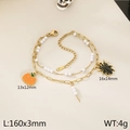 Bracciale Halloween a strati in acciaio inossidabile con ciondoli zucca e ragno e perle - Bracciale a Doppio Strato Zucca Ragno (KB207752-ZLA)