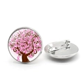 Vintage-Glasbrosche mit Lebensbaum und rosa Schleife mit silberner Rückseite - Stil 6-Lebensbaum/Rosa Schleife