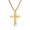 Gouden dubbellaagse kruisketting met kleine diamanten aan een boxketting voor heren - Zonder ketting / Goudkleurige Hanger