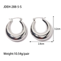 Polished silver stainless steel hollow teardrop earrings, size 3.2cm by 2.8cm - JDEH-288-5-S/Crescent Shape