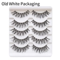 Close-up of five pairs of natural cross false eyelashes in white packaging tray - Handmade A20 White Old Packaging (5 Pairs)