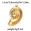 18K gold plated stainless steel snail shell pendant with spiral texture and size labels - Snail/Conch-Gold