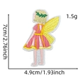 Detailed view of fairy girl embroidery patch showing exact dimensions 7cm x 4.9cm - Fairy Patch 8# (Standing Fairy)